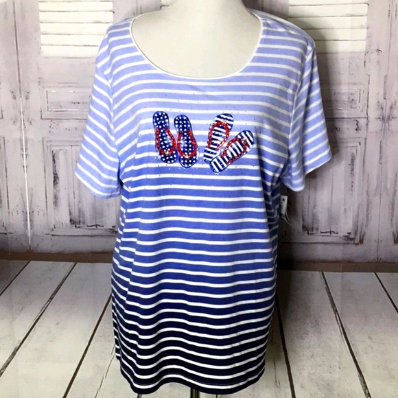 Karen Scott Tops - NEW BEACH VACATION TOP SIZE 2X 3X WOMENS BLOUSE